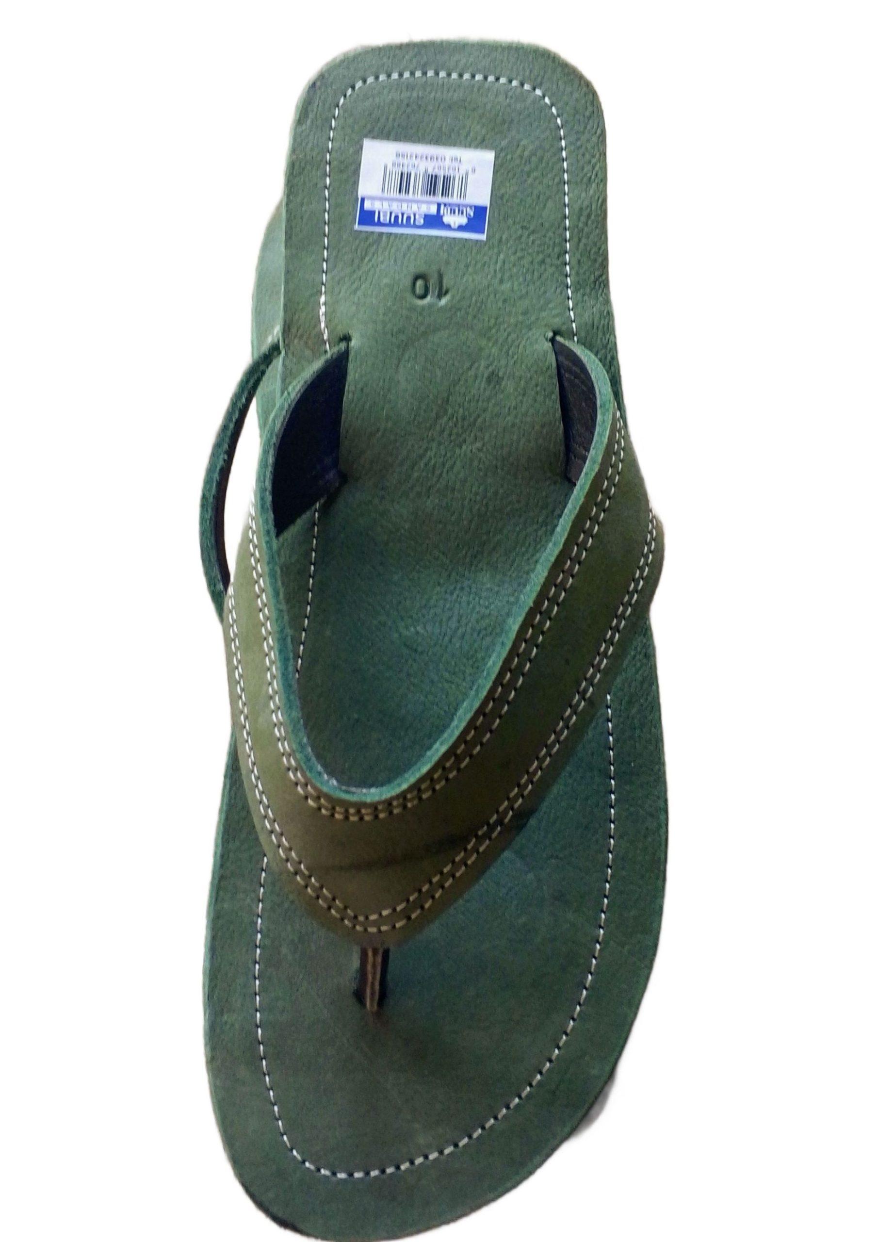 Men leather handmade sandal green