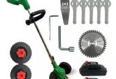 Rechargeable Grass cutter with two lithium batteries and wheels.