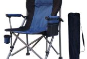 portable blue and black folding camping chair