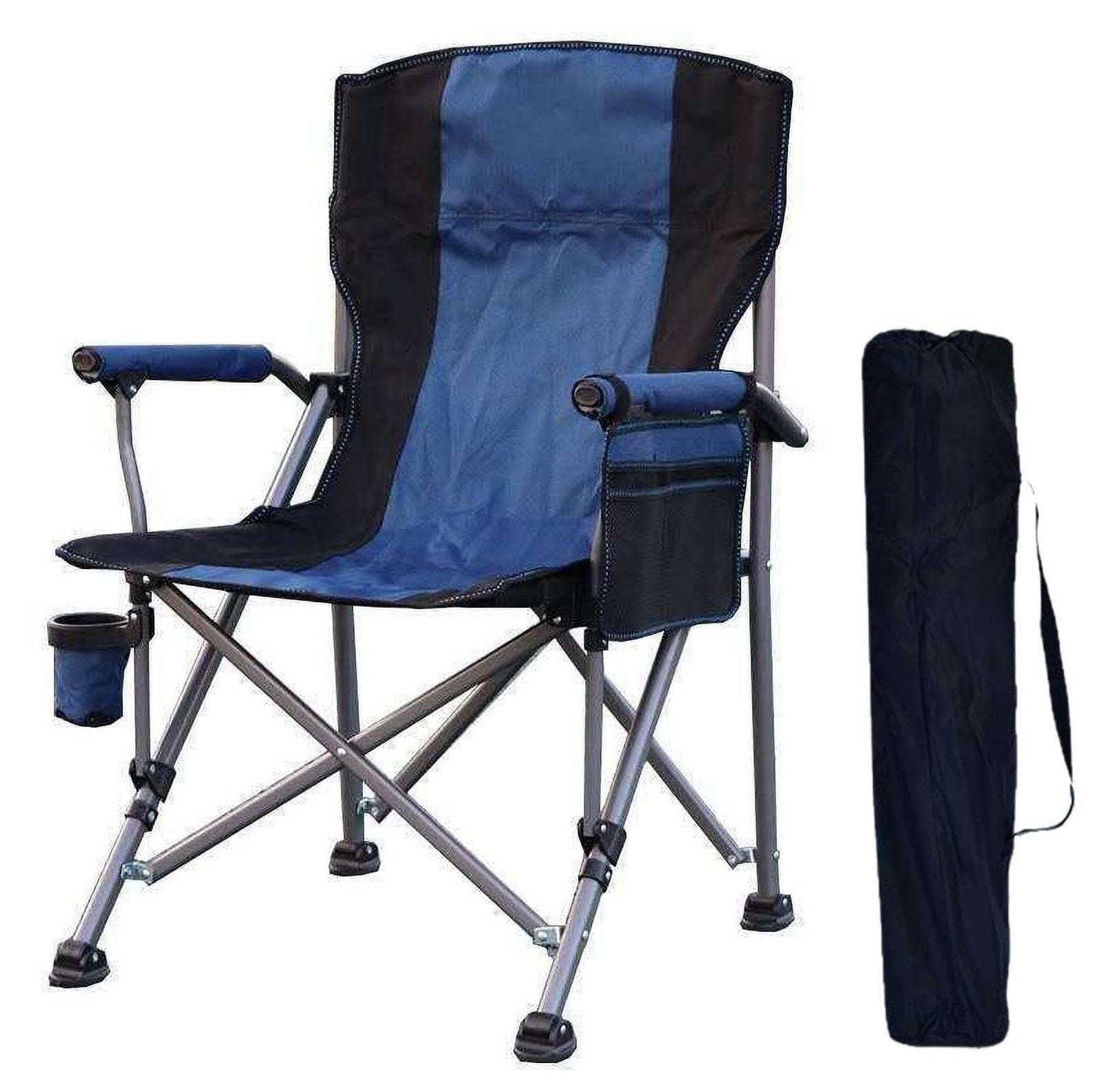 portable blue and black folding camping chair