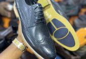 Clarks premium authentic leather men’s wooden sole Oxford shoes