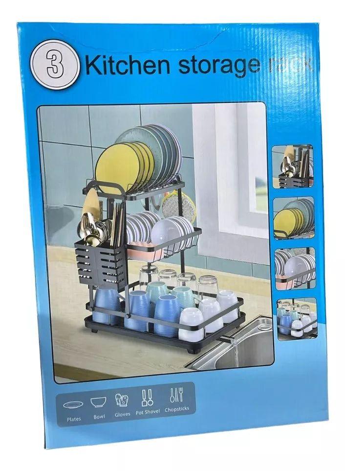 multi-tier metal dish drying rack