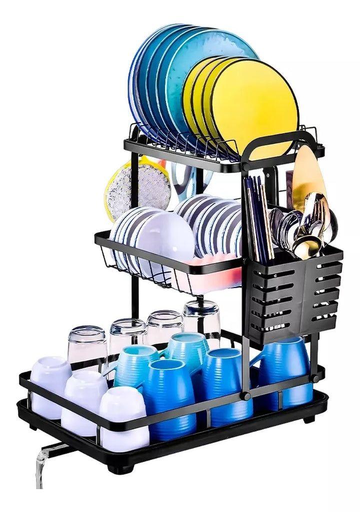 multi-tier metal dish drying rack