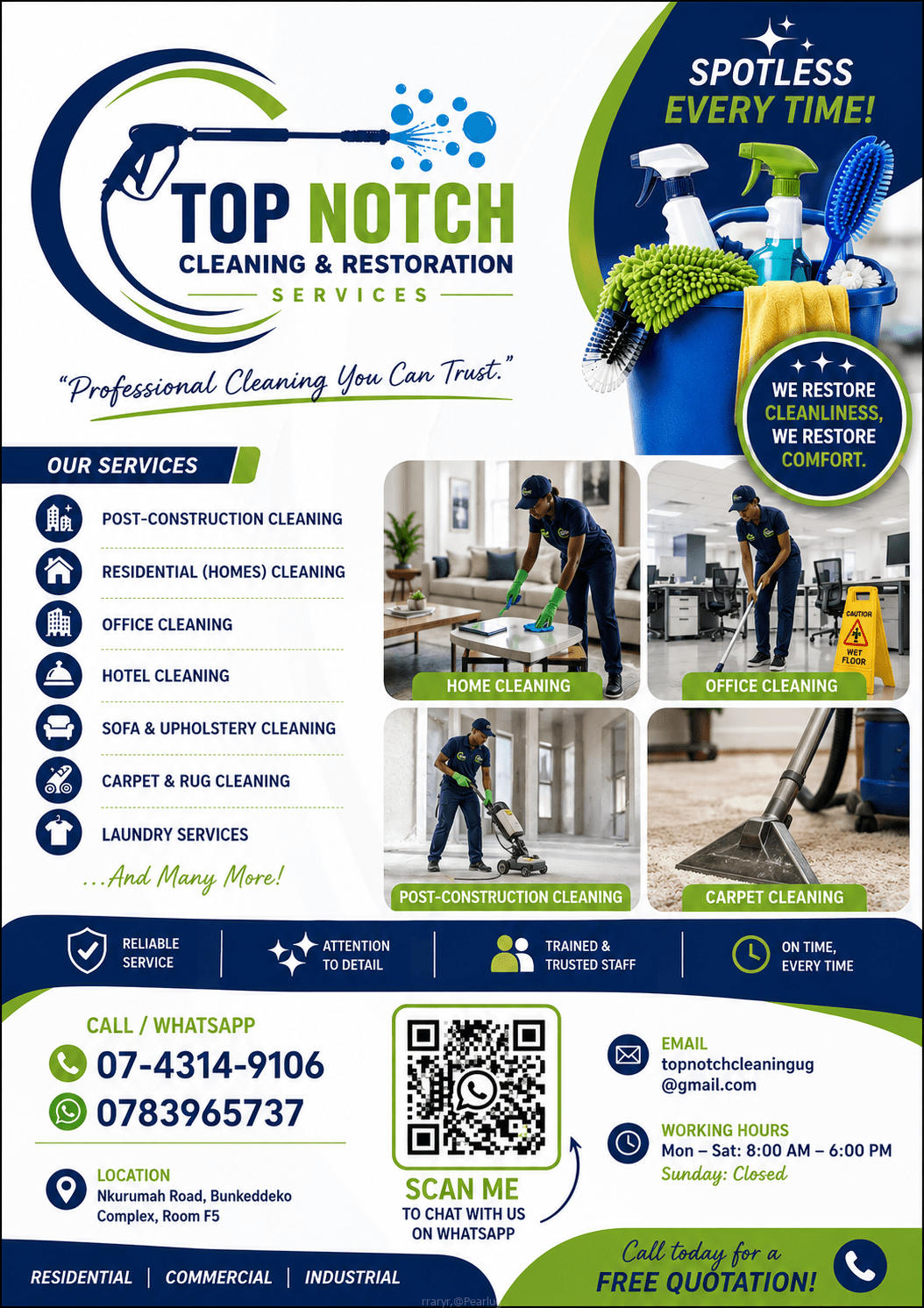 Top notch cleaning &restoration services