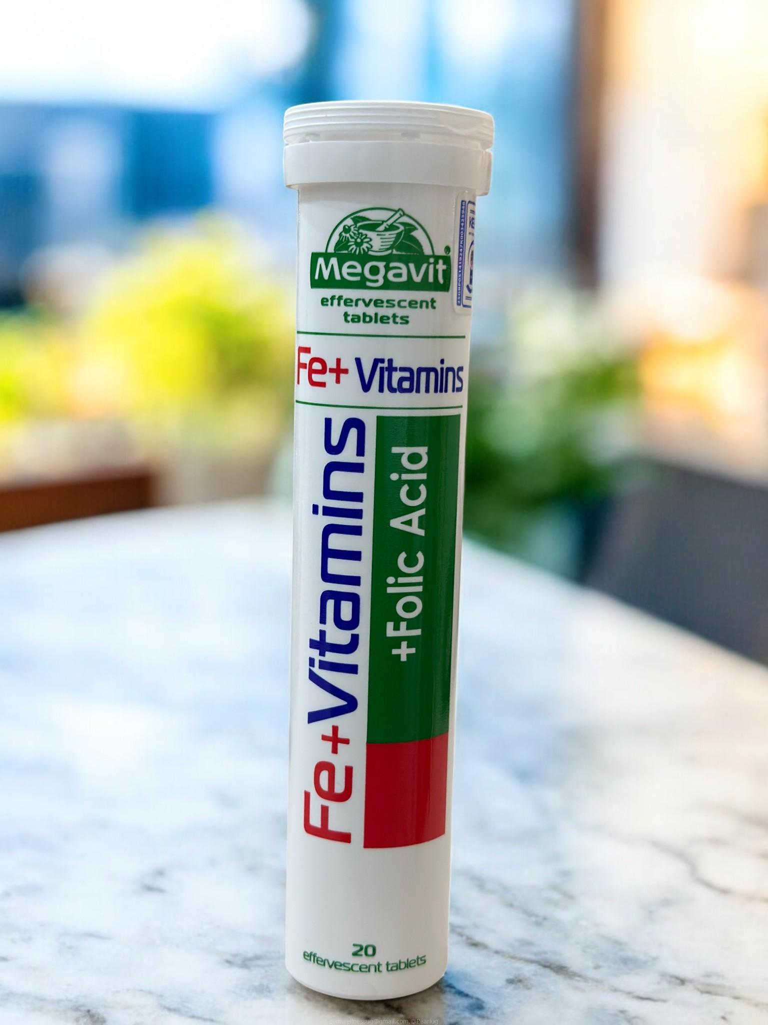Megavit Vitamins Effervescent Tablets – Vitamin C, Magnesium, Iron